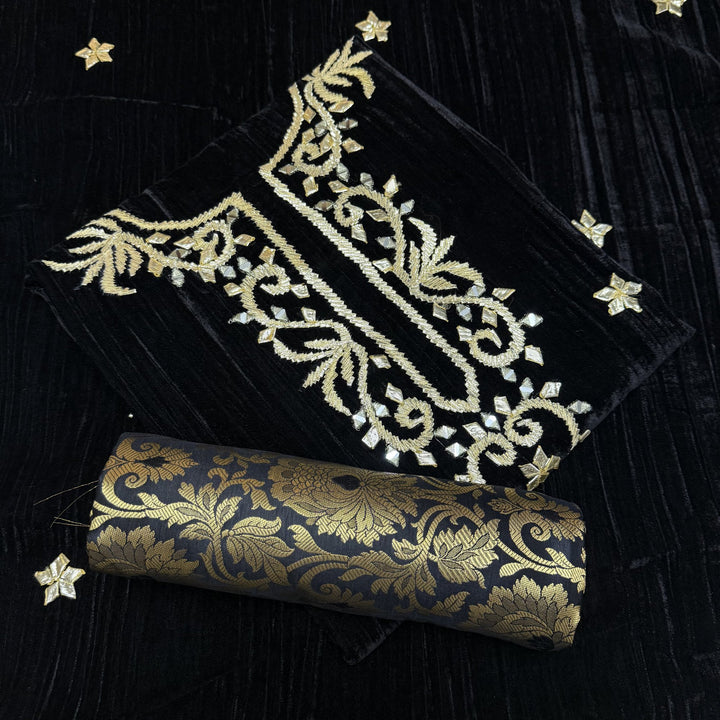 Pure Silk Velvet Unstitched Suits Set