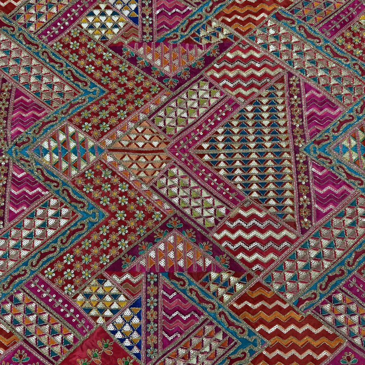 Royal Crepe Position Print Zari & Sequin Heavy Work Fabric