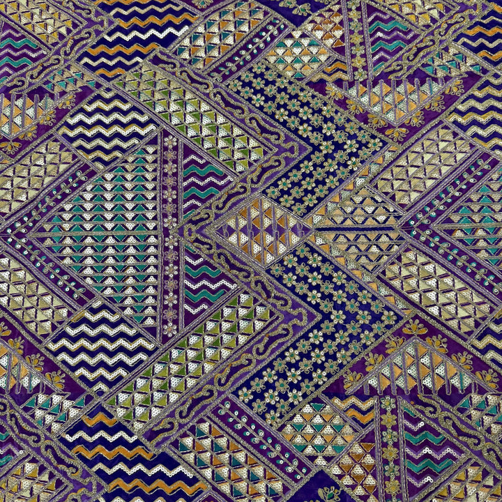 Royal Crepe Position Print Zari & Sequin Heavy Work Fabric