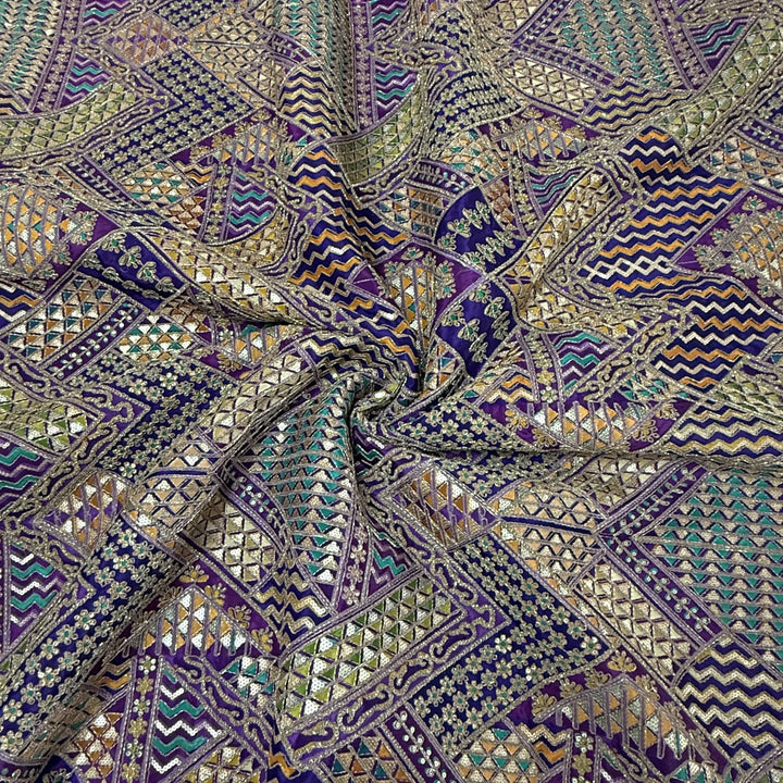 Royal Crepe Position Print Zari & Sequin Heavy Work Fabric