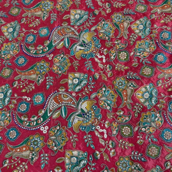 Royal Crepe Position Print Zari & Sequin Heavy Work Fabric