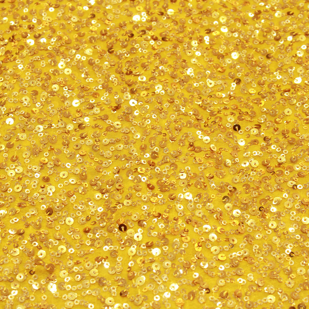 Yellow Colour Georgette Sequins Embroidery Fabrics