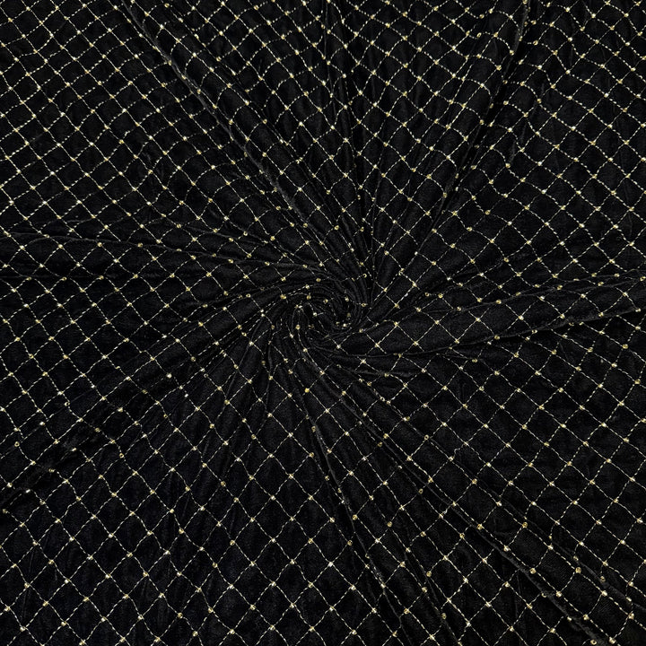 Designer Velvet Zari Cut Dana Embroidery Fabric