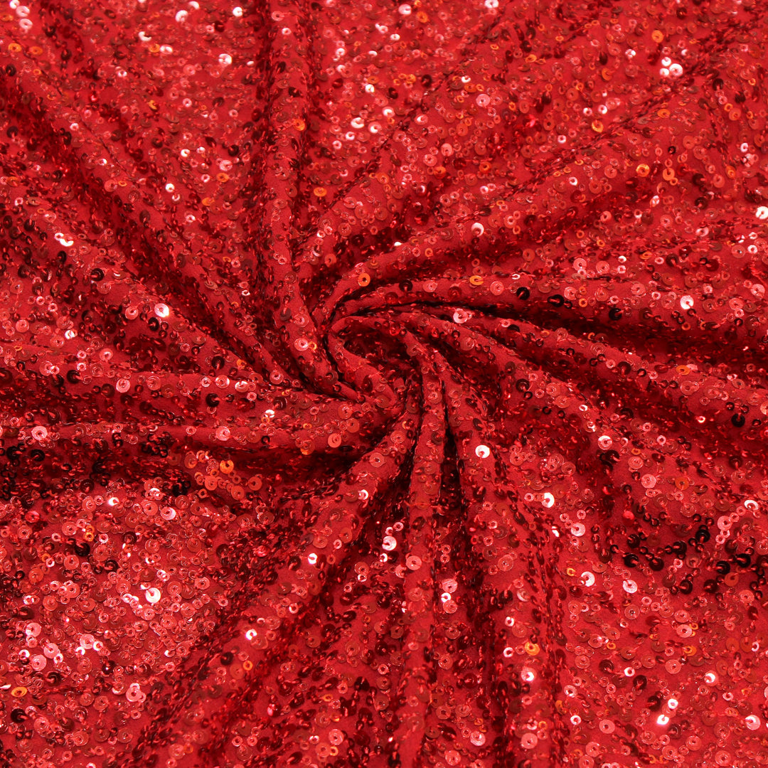 Red Colour Georgette Sequins Embroidery Fabrics