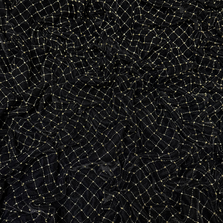 Designer Velvet Zari Cut Dana Embroidery Fabric