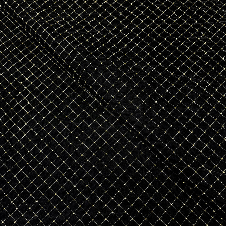 Designer Velvet Zari Cut Dana Embroidery Fabric