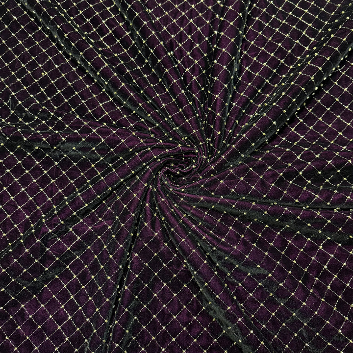 Designer Velvet Zari Cut Dana Embroidery Fabric
