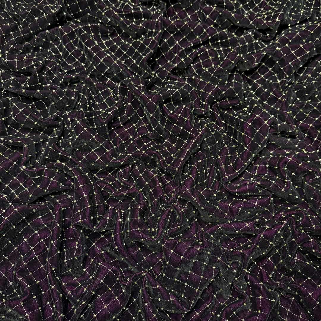 Designer Velvet Zari Cut Dana Embroidery Fabric