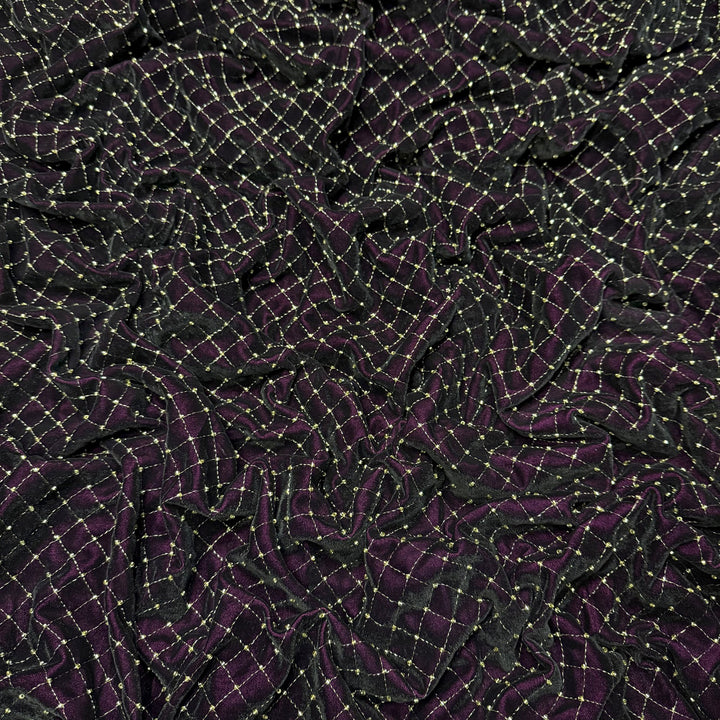 Designer Velvet Zari Cut Dana Embroidery Fabric