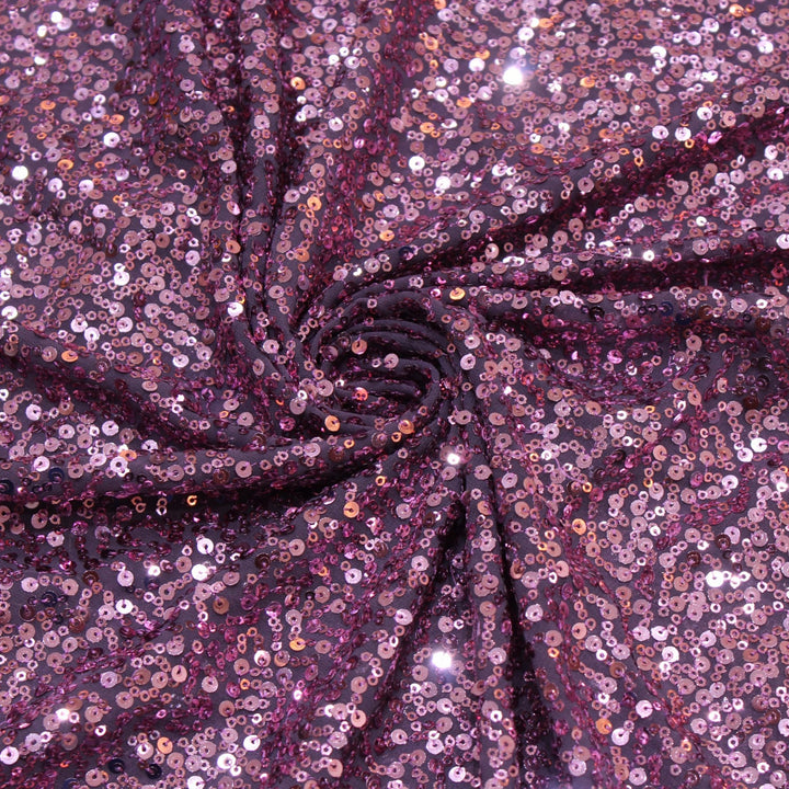 Plum Purple  Colour Georgette Sequins Embroidery Fabrics