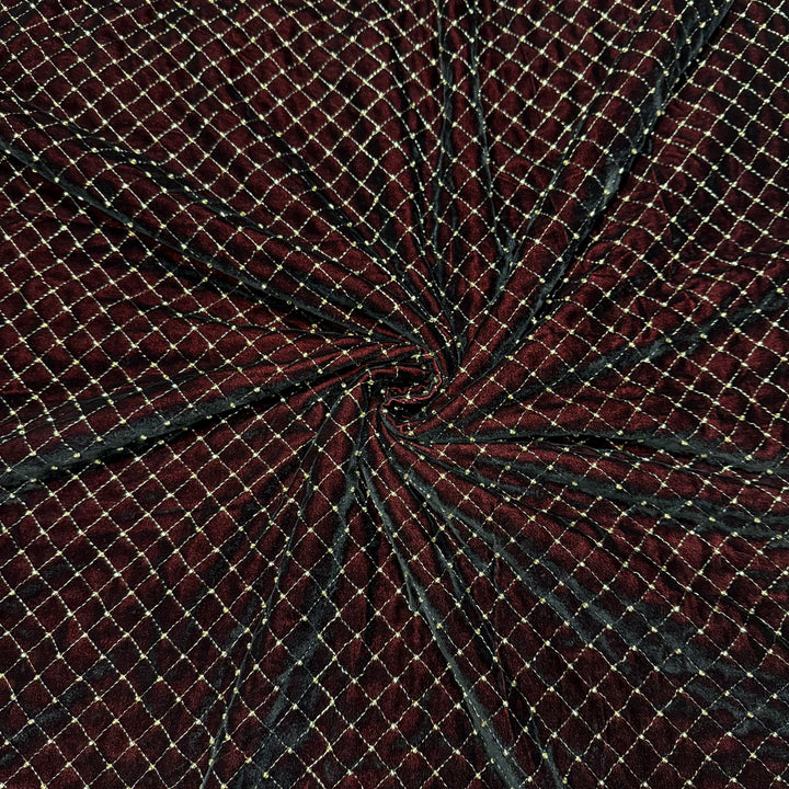Designer Velvet Zari Cut Dana Embroidery Fabric