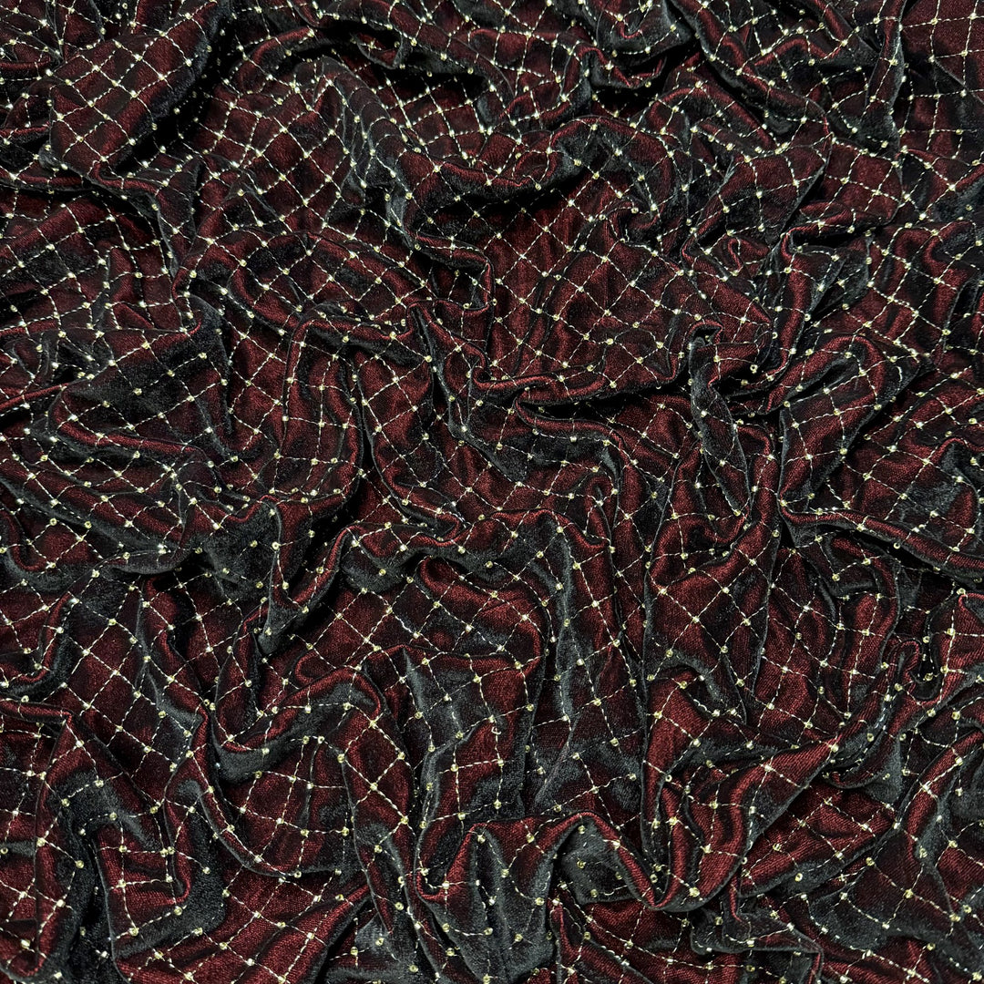 Designer Velvet Zari Cut Dana Embroidery Fabric