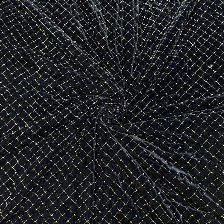 Designer Velvet Zari Cut Dana Embroidery Fabric