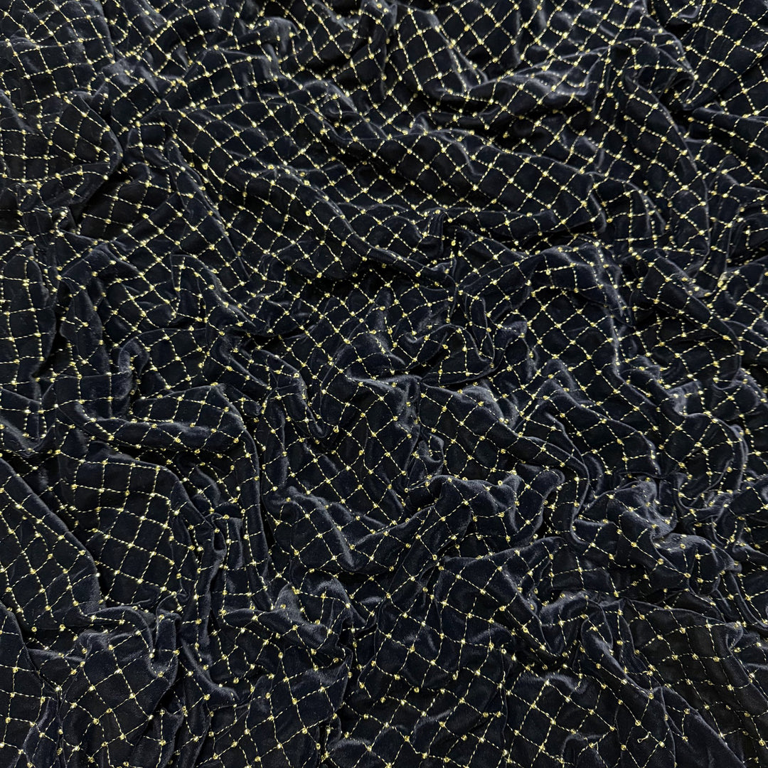 Designer Velvet Zari Cut Dana Embroidery Fabric