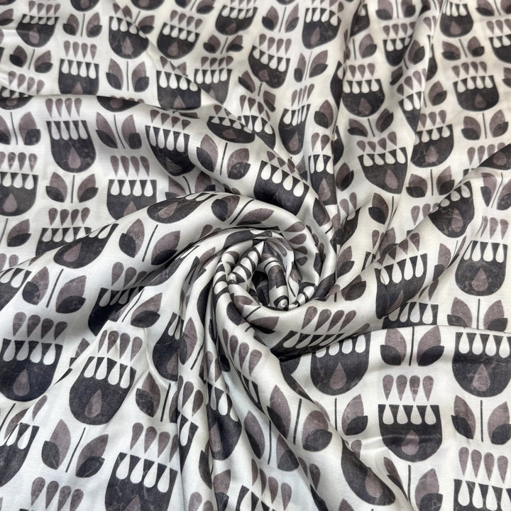Elegant Modal Satin Digital Print Fabric 5 – Soft Luxury Designer Fabric - 001416-S16