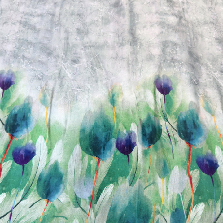 Elegant Modal Satin Digital Print Fabric 5 – Soft Luxury Designer Fabric - 001416-S22