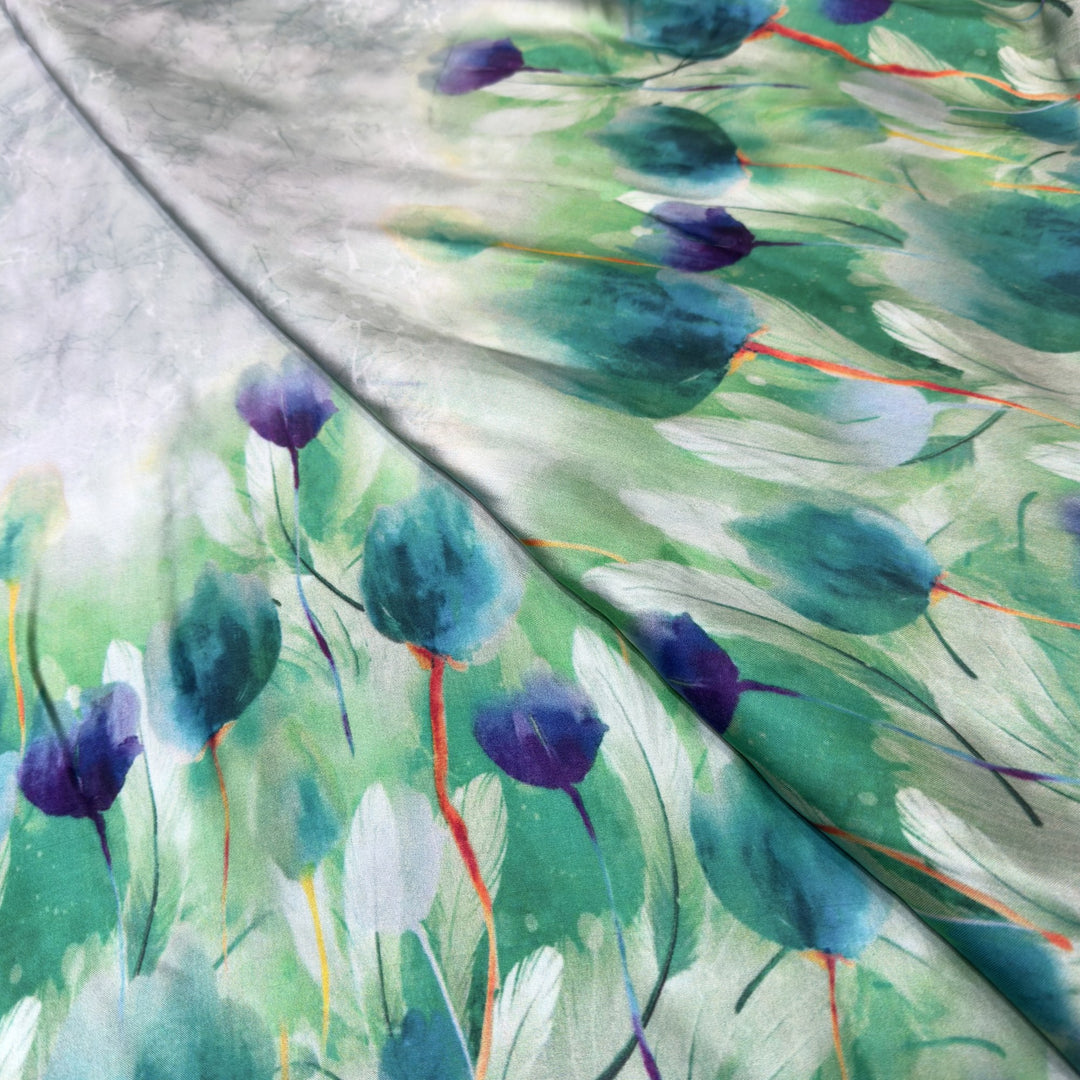 Elegant Modal Satin Digital Print Fabric 5 – Soft Luxury Designer Fabric - 001416-S22