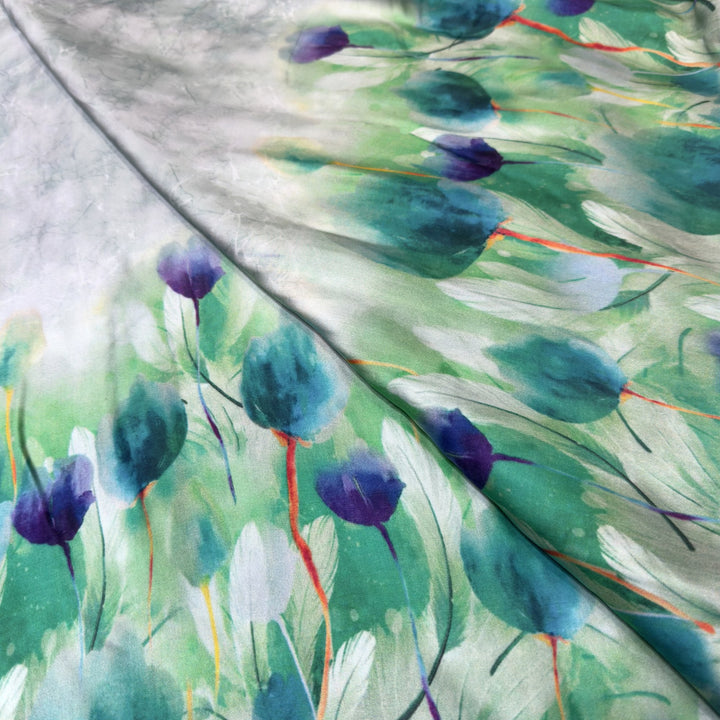 Elegant Modal Satin Digital Print Fabric 5 – Soft Luxury Designer Fabric - 001416-S22