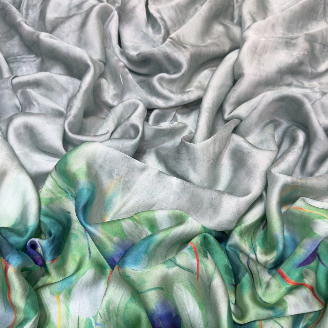 Elegant Modal Satin Digital Print Fabric 5 – Soft Luxury Designer Fabric - 001416-S22