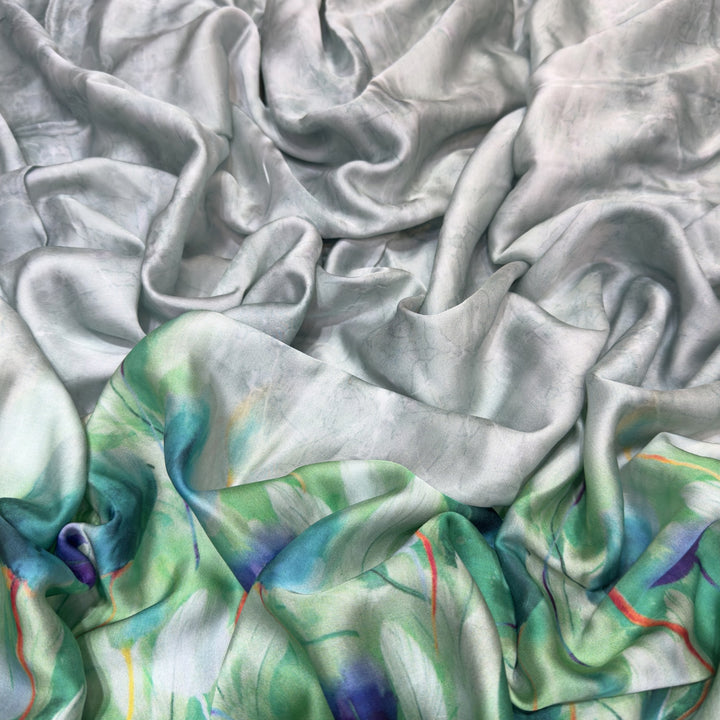 Elegant Modal Satin Digital Print Fabric 5 – Soft Luxury Designer Fabric - 001416-S22