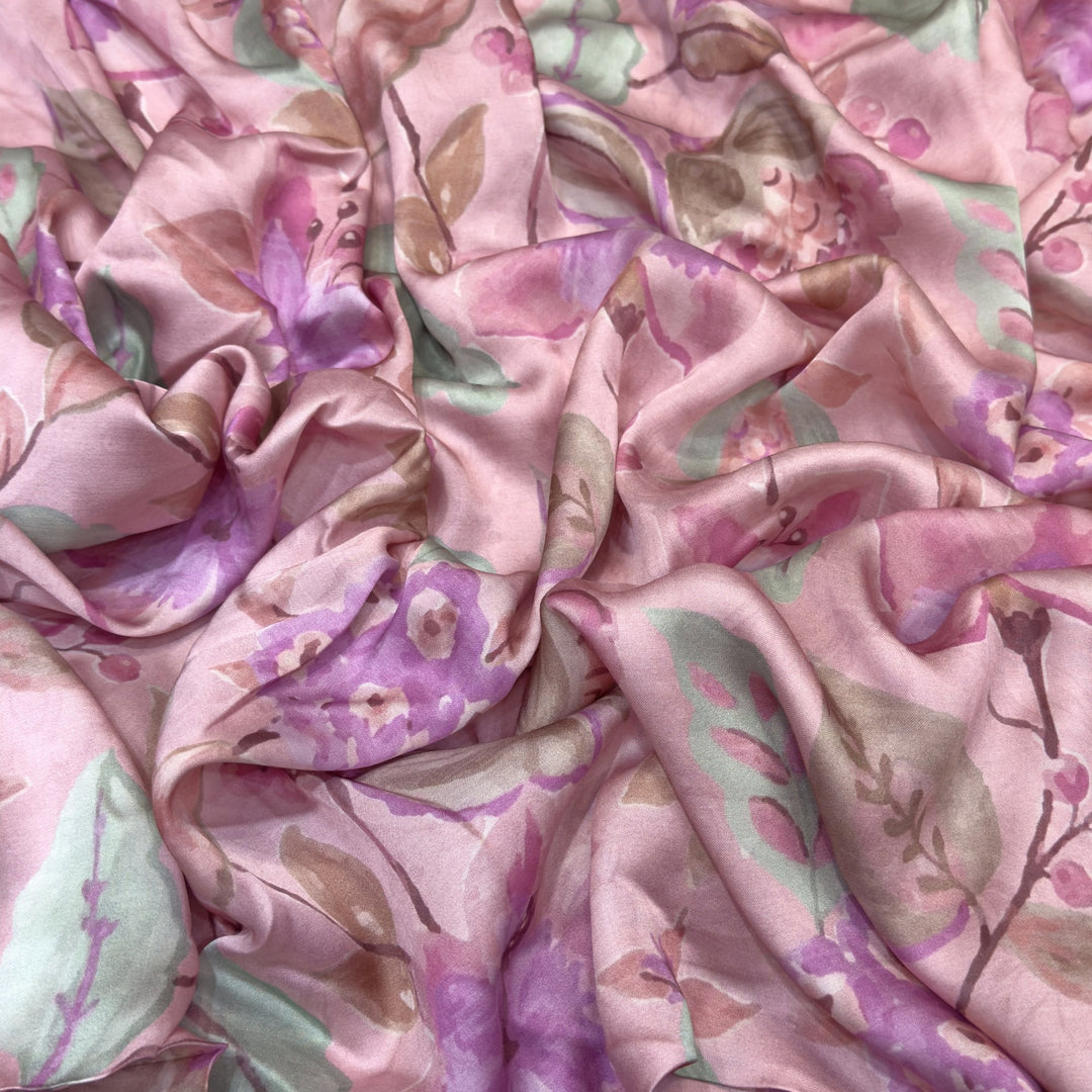 Elegant Modal Satin Digital Print Fabric 5 – Soft Luxury Designer Fabric - 001416-S20