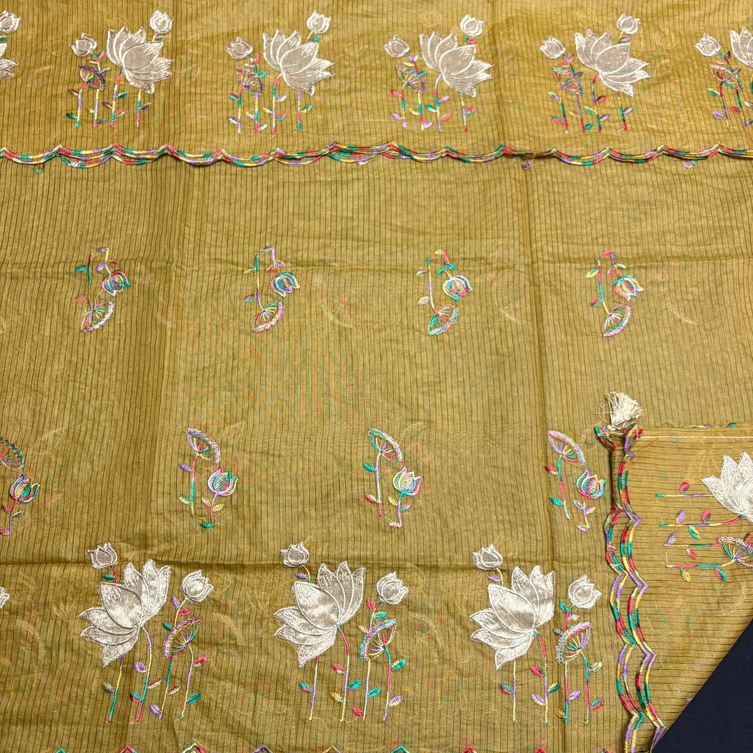Pure Mal Chanderi Patch Work Unstitched Suit Set - LF1201