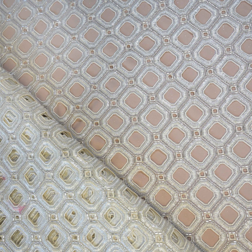 Close-up of patterned net fabric with geometric design