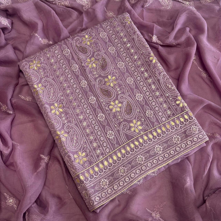 Graceful Chikankari Gotta Work Georgette Unstitched Suit DF2018-1
