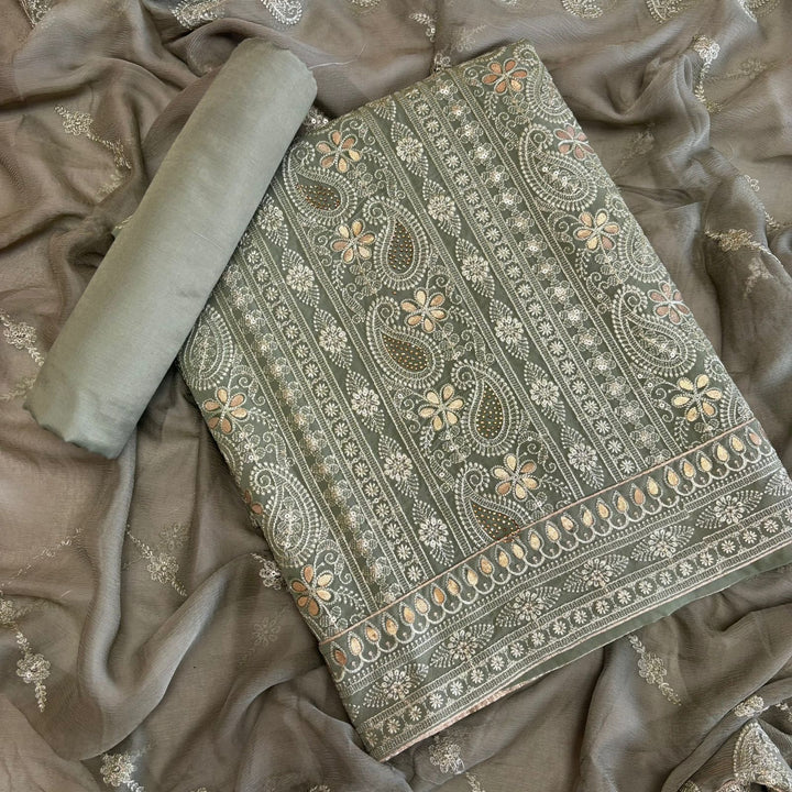 Graceful Chikankari Gotta Work Georgette Unstitched Suit DF2018-4