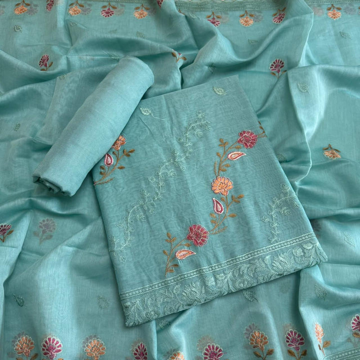 PREMIUM MAL CHANDERI UNSTITCHED SUIT- ASJ025- 04