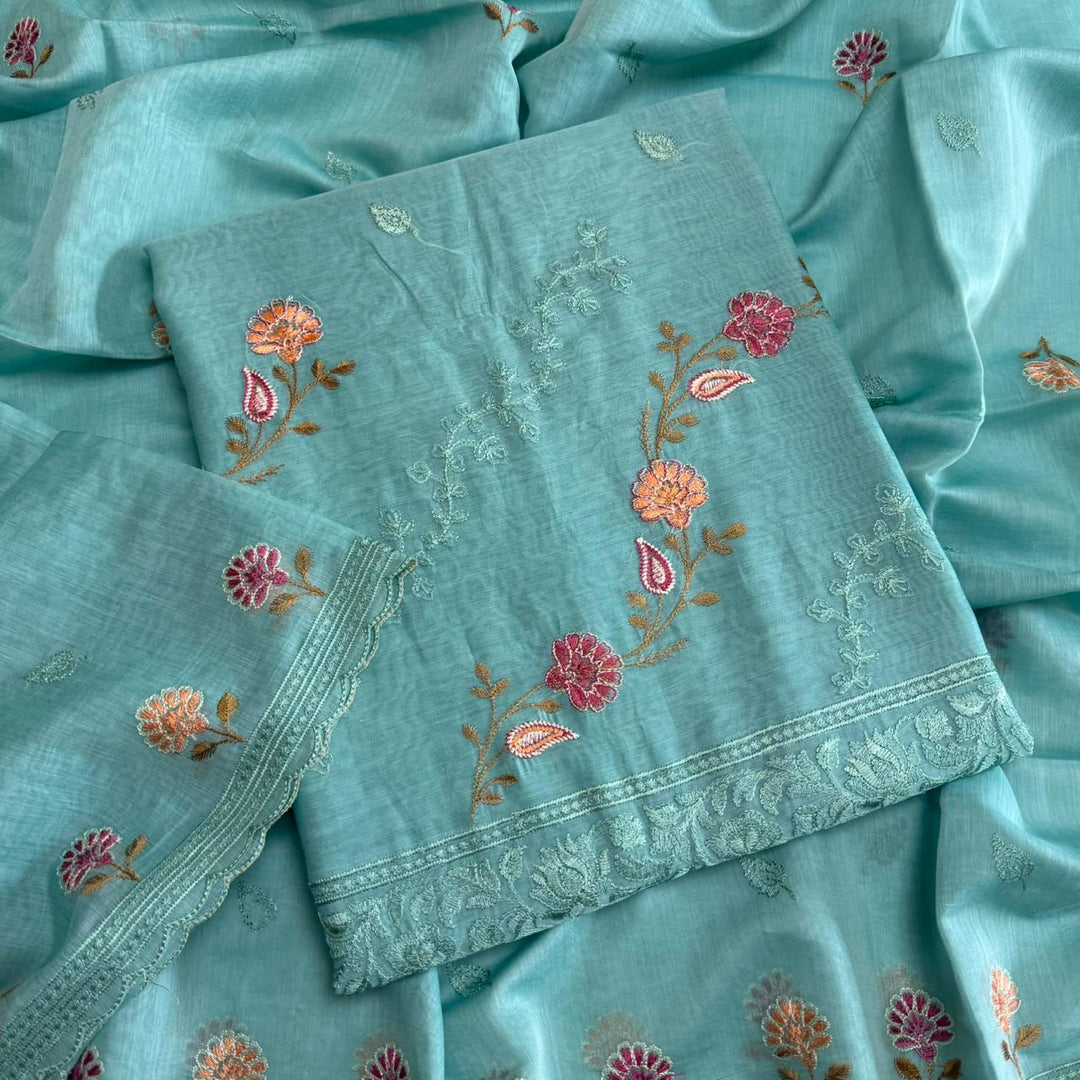 PREMIUM MAL CHANDERI UNSTITCHED SUIT- ASJ025- 04