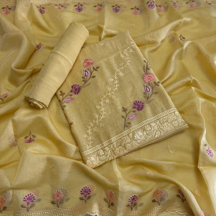 PREMIUM MAL CHANDERI UNSTITCHED SUIT- ASJ025- 03