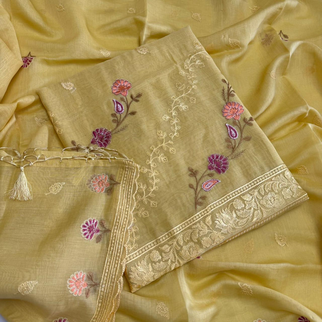 PREMIUM MAL CHANDERI UNSTITCHED SUIT- ASJ025- 03