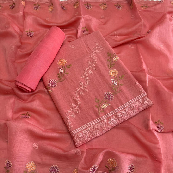 PREMIUM MAL CHANDERI UNSTITCHED SUIT- ASJ025- 01