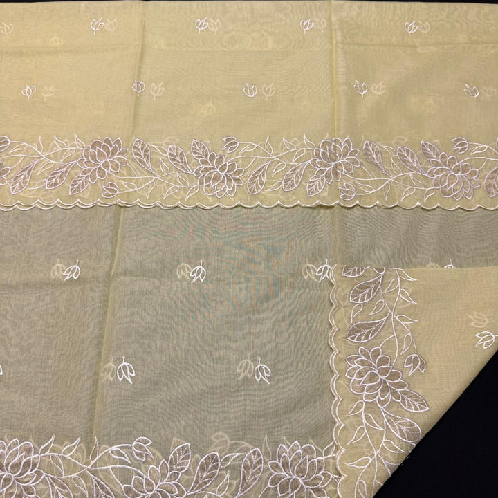Pure Mal Chanderi Unstitched Suit with Elegant Applique Work ASJ018-C