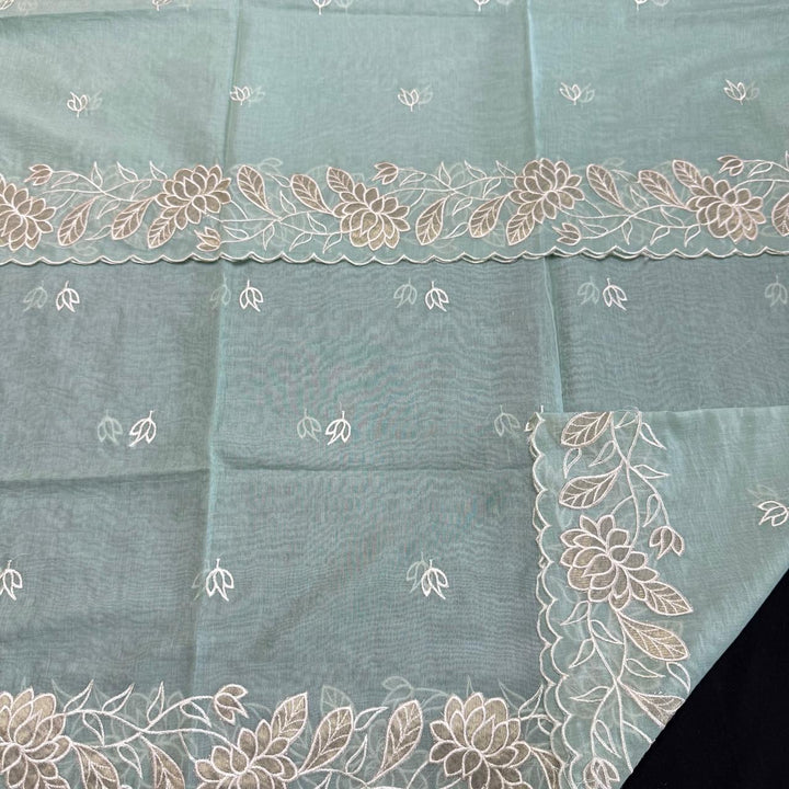 Pure Mal Chanderi Unstitched Suit with Elegant Applique Work ASJ018-B
