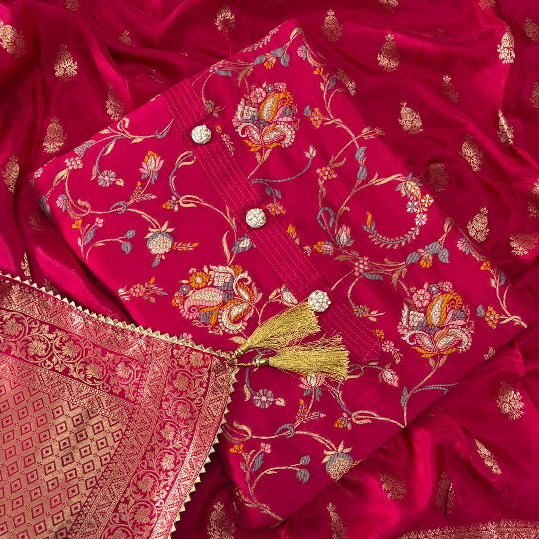 ELEGANT DOLA SILK BANARASI UNSTITCHED SUIT- R22766- 05