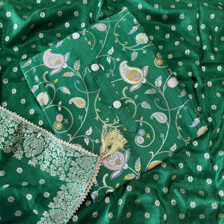 ELEGANT DOLA SILK BANARASI UNSTITCHED SUIT- R22766- 04