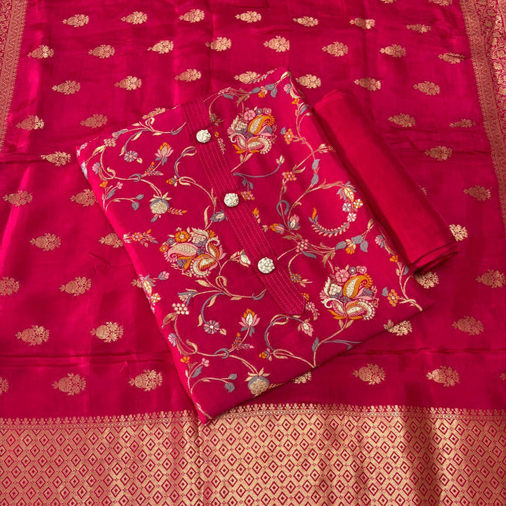 ELEGANT DOLA SILK BANARASI UNSTITCHED SUIT- R22766- 05