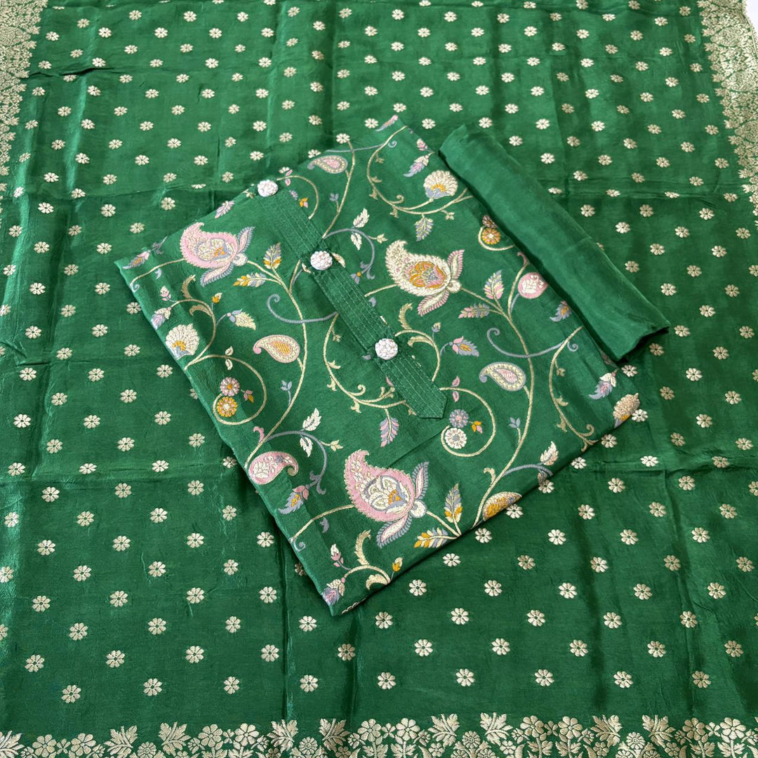ELEGANT DOLA SILK BANARASI UNSTITCHED SUIT- R22766- 04