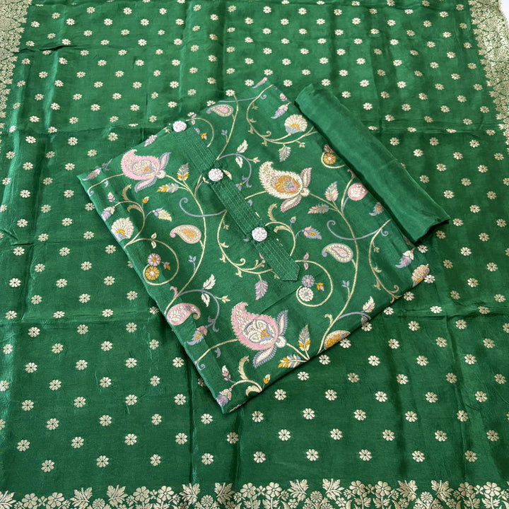 ELEGANT DOLA SILK BANARASI UNSTITCHED SUIT- R22766- 04