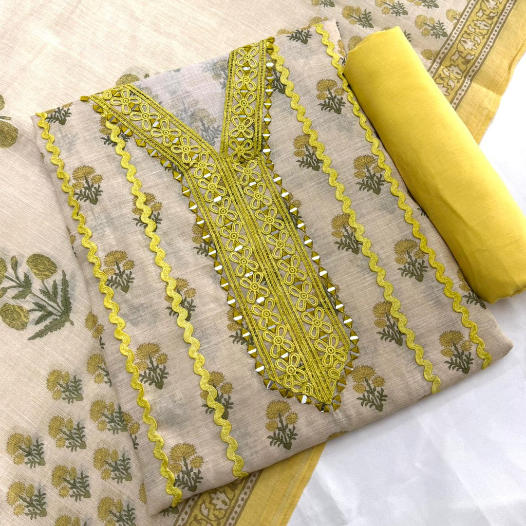 PREMIUM PRINTED LINEN UNSTITCHED SUIT- DO4027-03