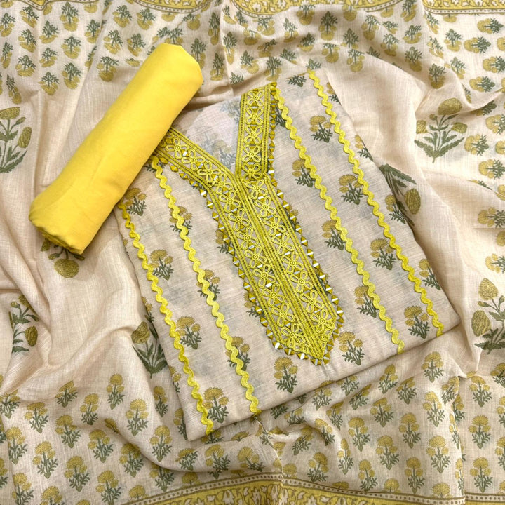 PREMIUM PRINTED LINEN UNSTITCHED SUIT- DO4027-03