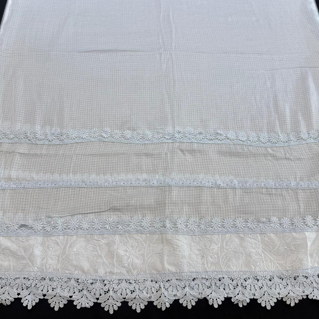 Pakistani Style Cotton Chikankari Lace Work Unstitched Suit Set - FM0561-02