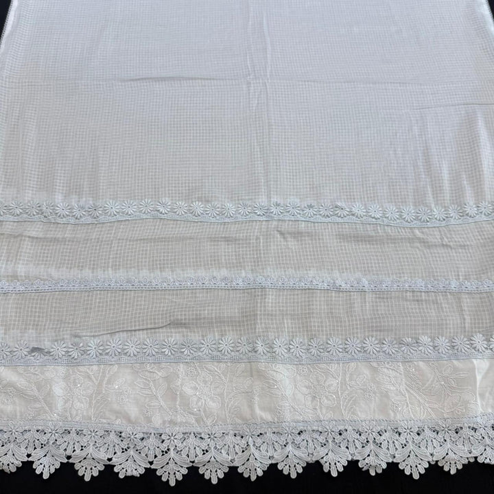 Pakistani Style Cotton Chikankari Lace Work Unstitched Suit Set - FM0561-02