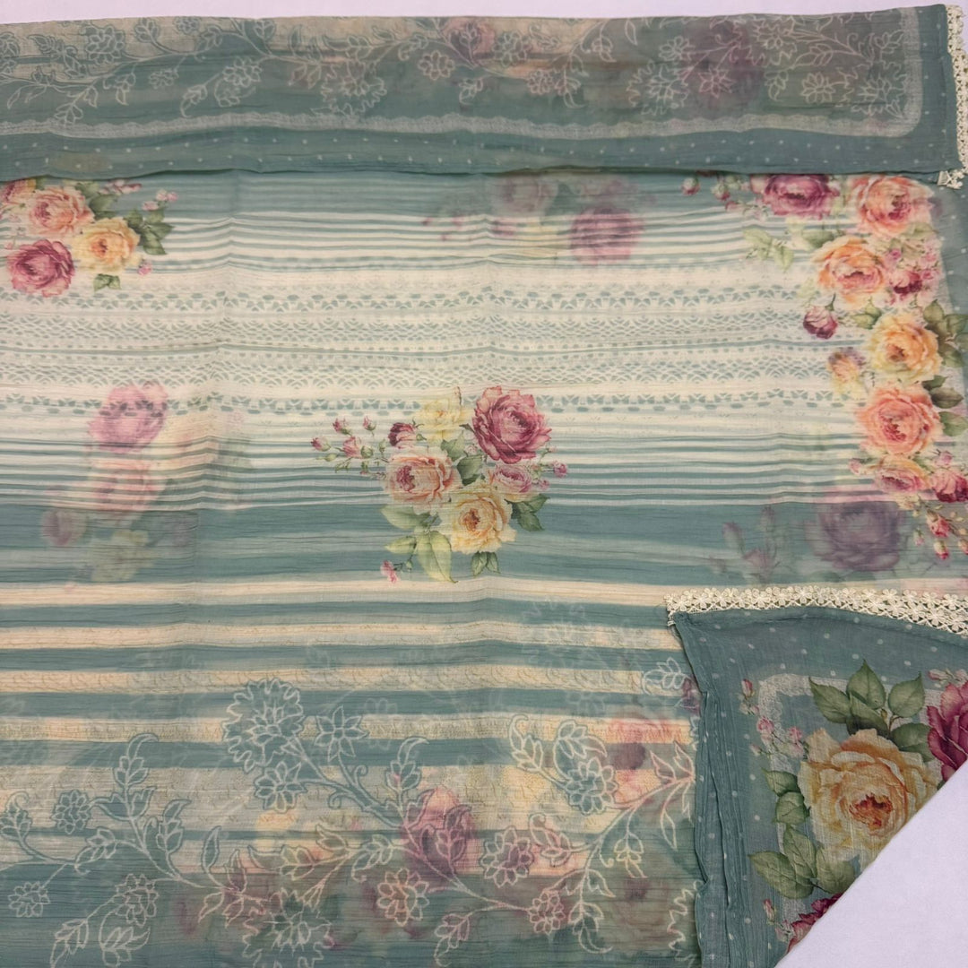 Elegant Printed Cotton Thread Embroidery Unstitched Suit Set PSC016-4