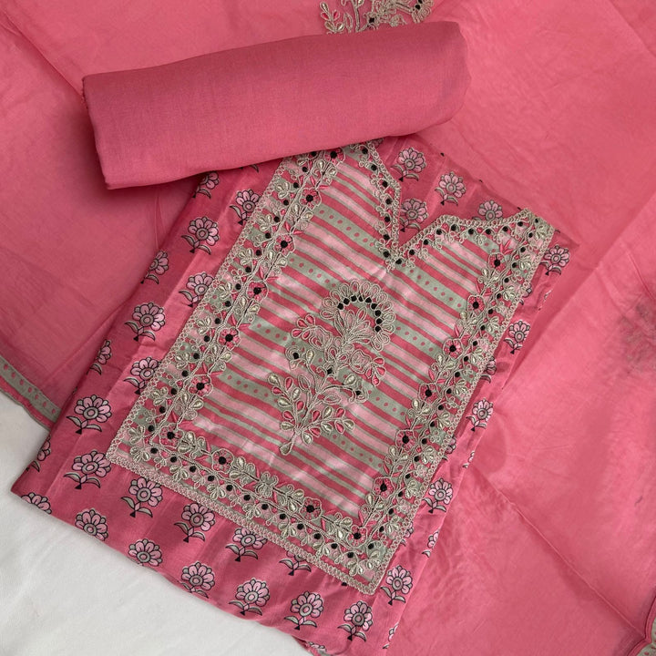 Premium Printed Muslin Patch Work Unstitched Suit Set NRK8597-1