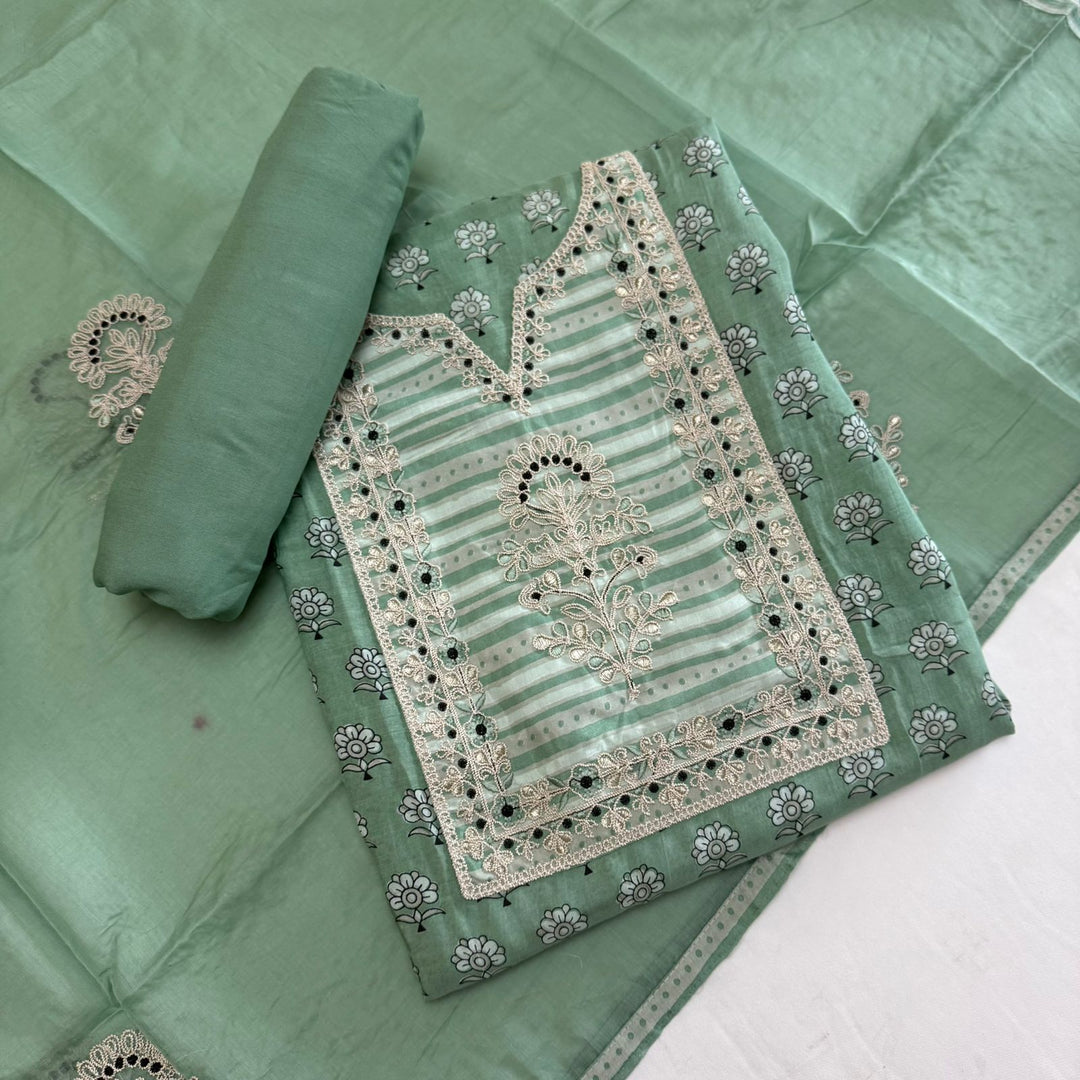 Premium Printed Muslin Patch Work Unstitched Suit Set NRK8597-2