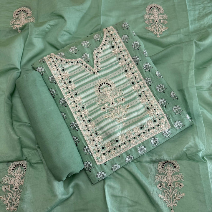 Premium Printed Muslin Patch Work Unstitched Suit Set NRK8597-2
