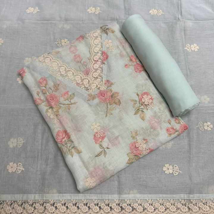 Elegant Linen Floral Print Unstitched Suit Set NT6684-3